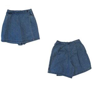 Vintage Van Heusen Denim Wrap Skort Size 12 | 90s High Waist Skirt Shorts